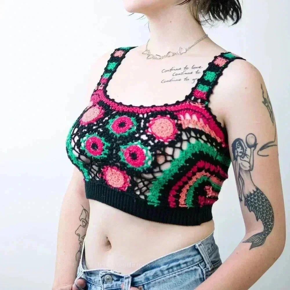 Handmade Crochet Knit Crop Top - S/M